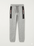 Boys' Grey Marl Sport Joggers with Black Side Panel & Zipper Pockets (BG-000008)