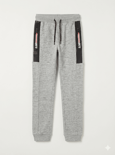 Boys' Grey Marl Sport Joggers with Black Side Panel & Zipper Pockets (BG-000008)