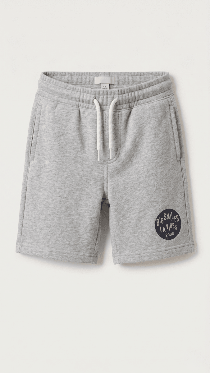 Boys Grey Terry Stuff Graphic Shorts Casual Everyday Wear Soft Fabric (BG-000540) - nikkers