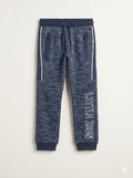 Boys' Heather Navy Fleece Joggers with "Little Icon" Print (BG-000007)