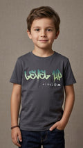 Boys' "Level Up" Graffiti Gamer Graphic T-Shirt - Charcoal Grey (BG-000481)