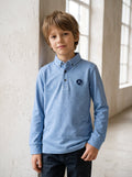 Boys Light Blue Button-Down Collar Polo Shirt (BG-000983)