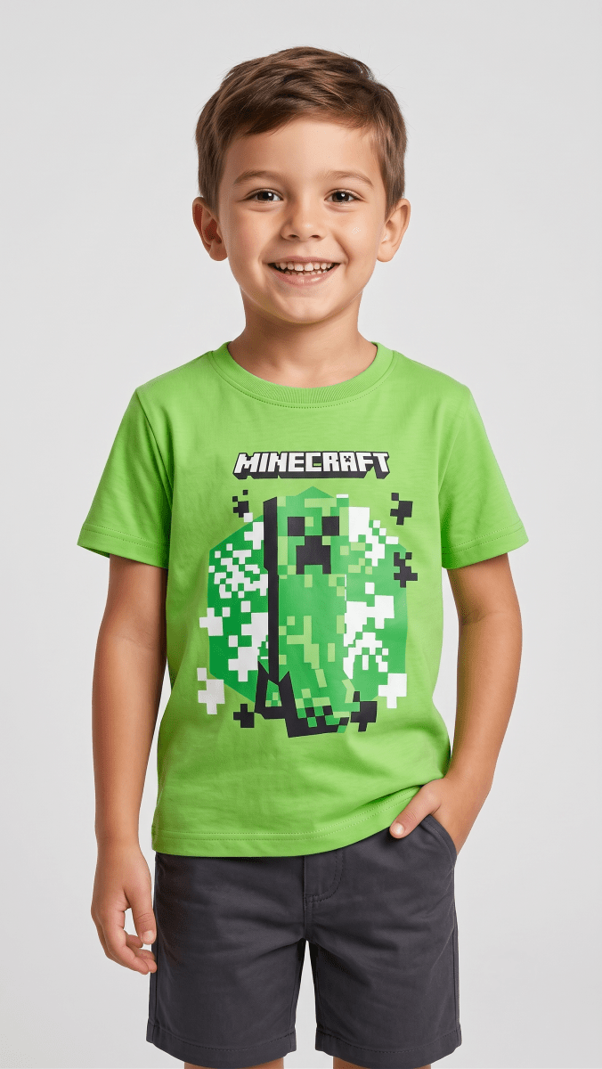 Boys' "Minecraft" Pixel Gamer Graphic T-Shirt - Green (BG-000773) - boy tshirt