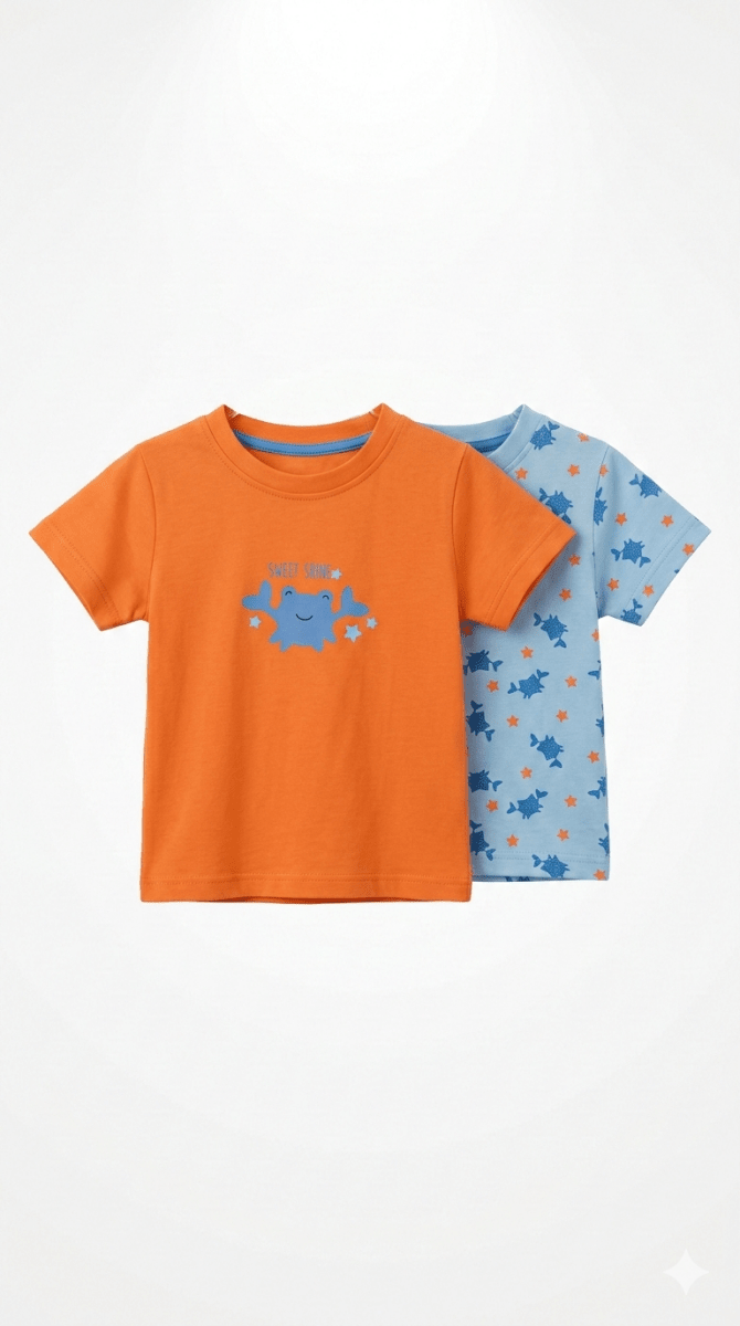 Boys Multi-Packs Casual T-Shirts in Orange & Blue Color (BG-000354) - boy tshirt