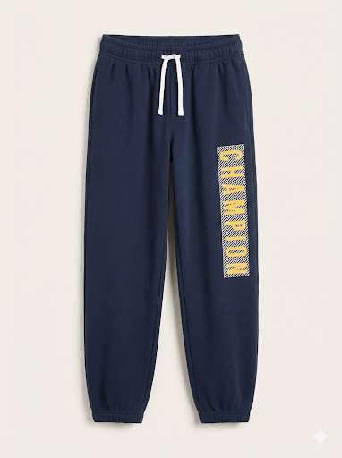 Boys' Navy Blue Joggers with Yellow Striped Champion Logo (BG-000011)