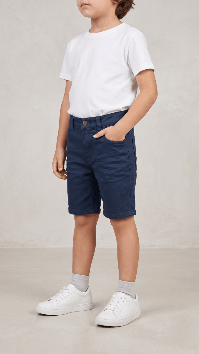 Boys Navy Denim Shorts Classic Soft Cotton Casual Wear (BG-000554)