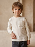 Boys Off-White Waffle-Knit Pocket Long-Sleeve T-Shirt Cool Kids (BG-000979)