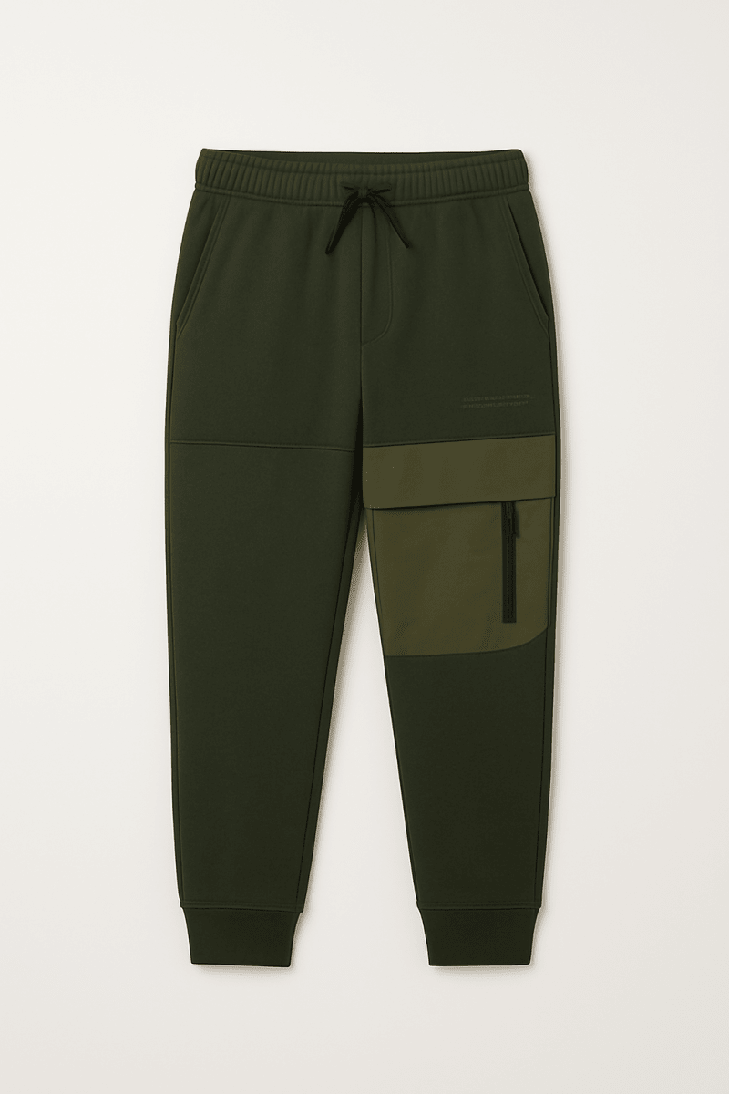 Boys' Olive Green Tech Fleece Cargo Joggers with Utility Pocket  (BG-000003)