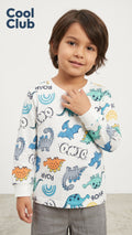 Boys Playful Dinosaur Print Long-Sleeve T-Shirt Cool Club (BG-000954)