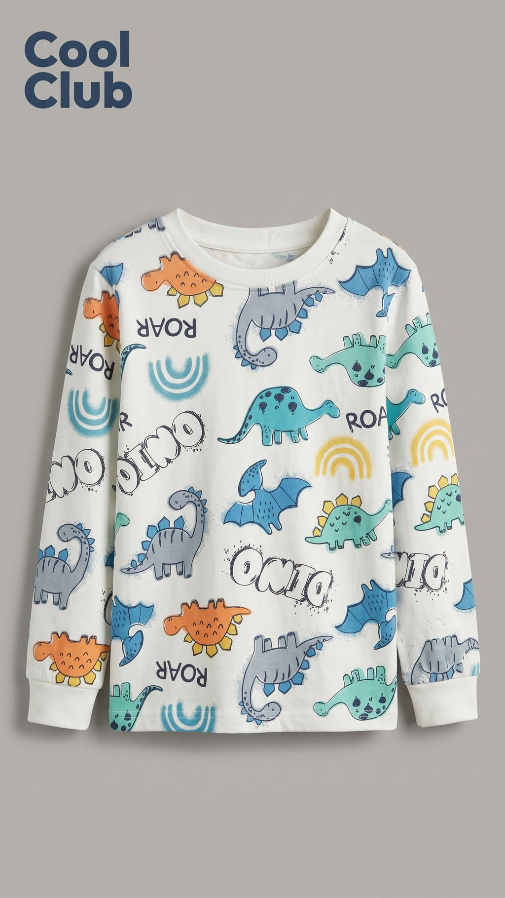 Boys Playful Dinosaur Print Long-Sleeve T-Shirt Cool Club (BG-000954)