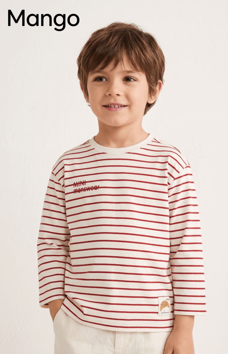 Boys Red and White Striped Mini Menswear T-Shirt (BG-000916)