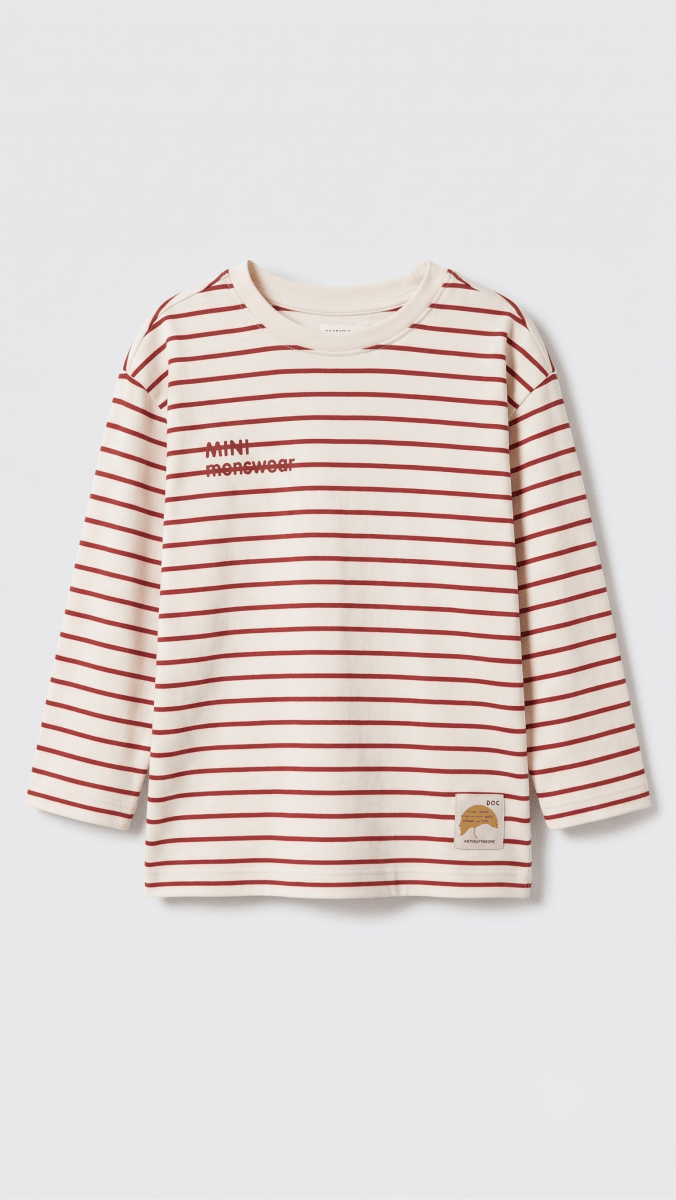 Boys Red and White Striped Mini Menswear T-Shirt (BG-000916)