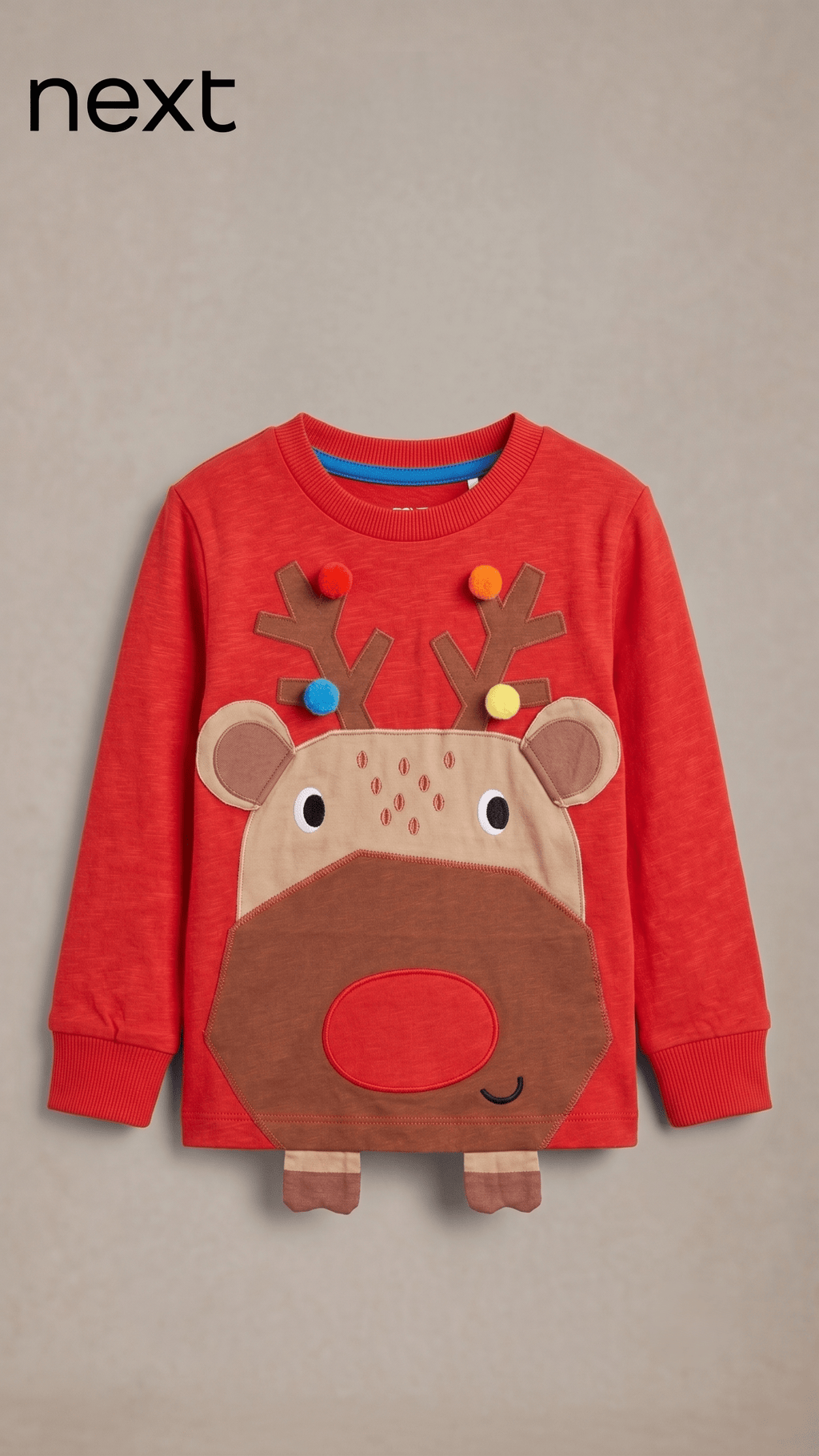 Boys Red Reindeer Applique Christmas Full Sleeve Shirt (BG-000931)