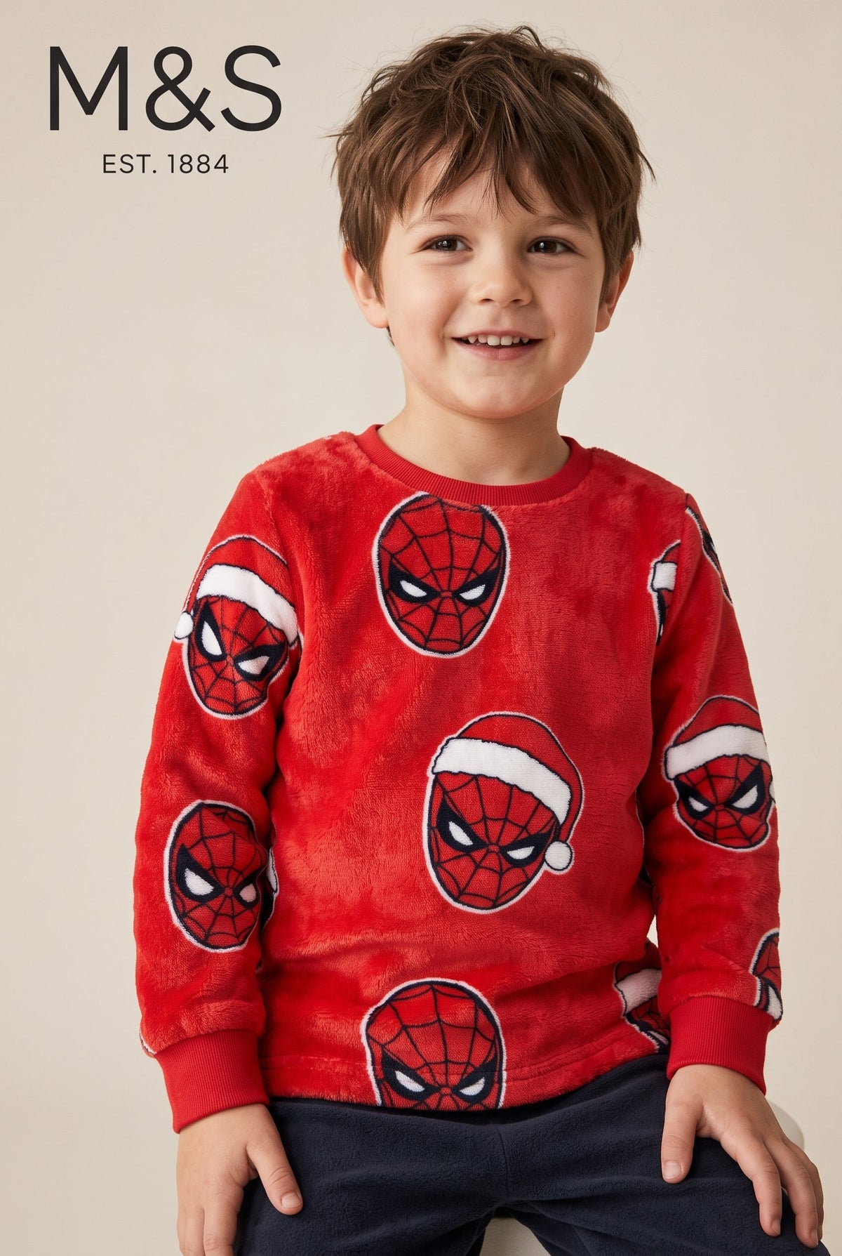 Boys Red Spider-Man Fleece Sweatshirt M&S (BG-000992)