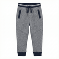 Boys' Sporty Heather Grey Fleece Joggers with Contrast Navy Ribbing (BG-000030)