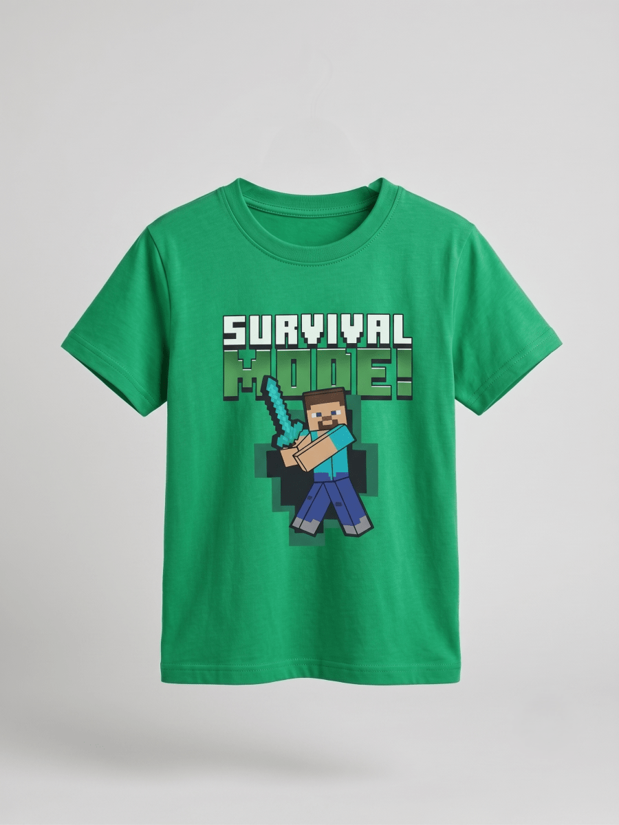 Boys' "Survival Mode" Pixel Gamer Graphic T-Shirt - Green (BG-000772) - boy tshirt