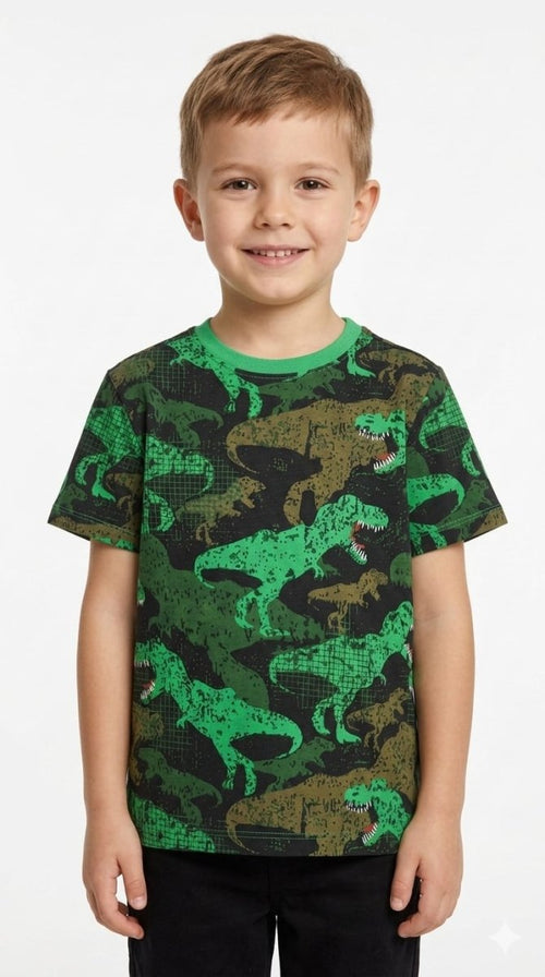 Boys T-shirt with all over Dinosaur Print (BG-000324) - boy tshirt