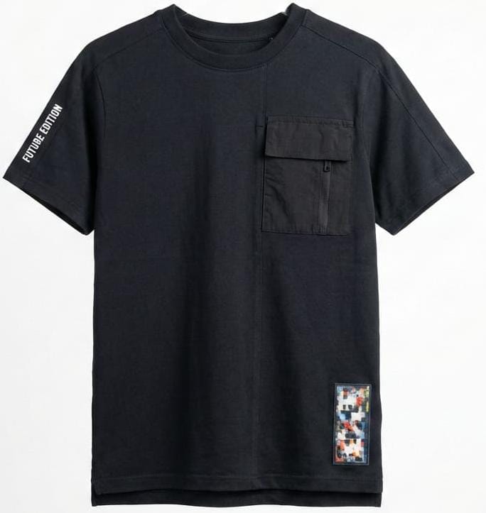 Boys T-shirt with Chest Pocket in Black (BG-000312) - boy tshirt