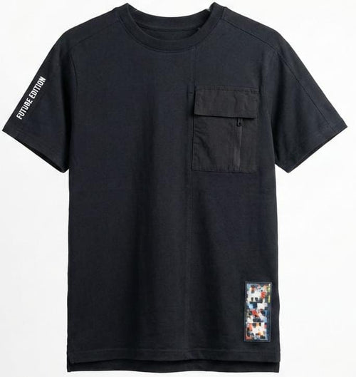 Boys T-shirt with Chest Pocket in Black (BG-000312) - boy tshirt