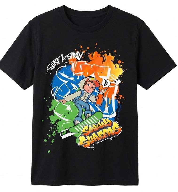 Boys T-shirt with Subway Suffer Print (BG-000313) - boy tshirt