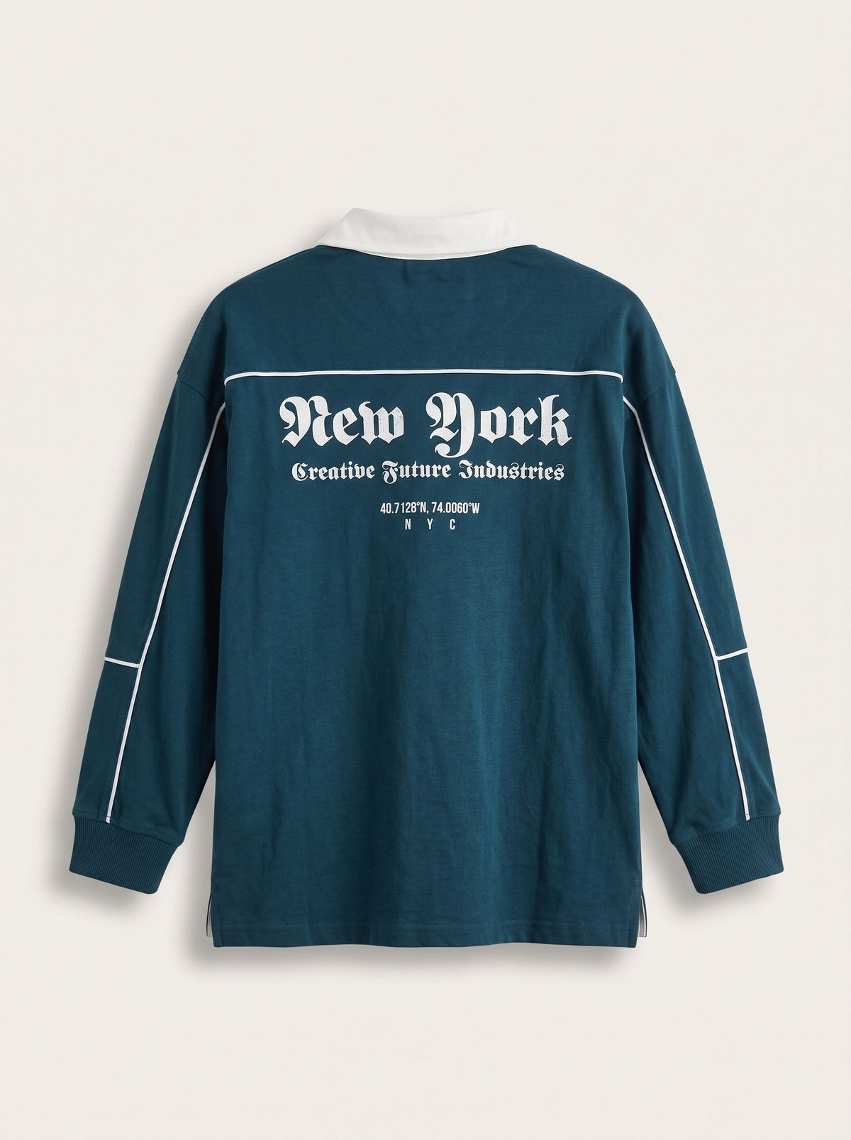 Boys Teal Blue "New York" Rugby Polo Shirt (BG-000985)