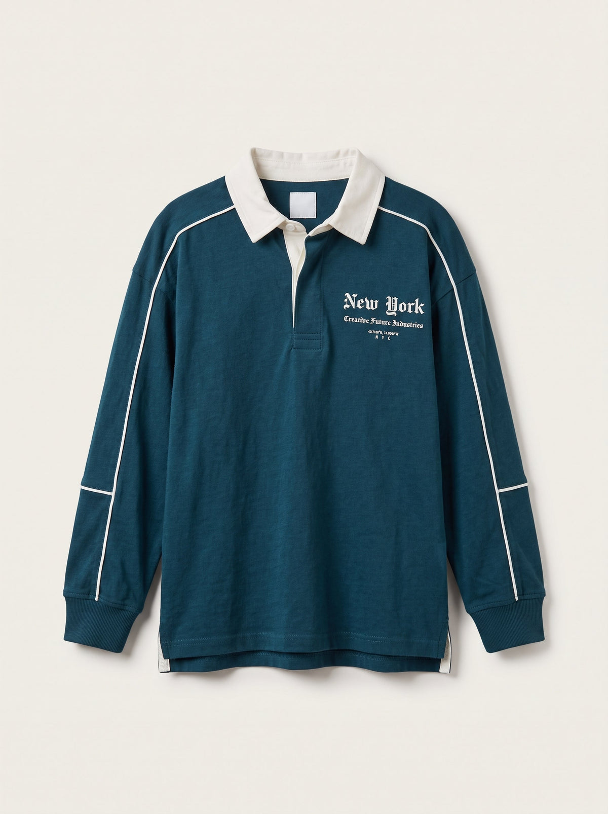 Boys Teal Blue "New York" Rugby Polo Shirt (BG-000985)