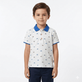 Boys White Pique Polo Shirt with Colorful Scooters (BG-000409) - polo