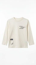 Boys White Printed Long Sleeve Shirt (BG-000358) - boy tshirt