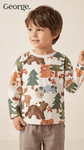 Boys Woodland Forest Animal Print Long Sleeve T-Shirt (BG-000919)