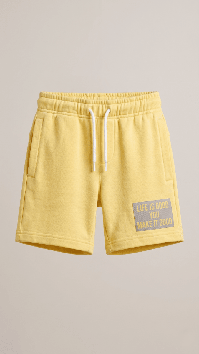 Boys Yellow Cotton Graphic Shorts Casual Summer Wear Soft Fabric (BG-000548) - nikkers