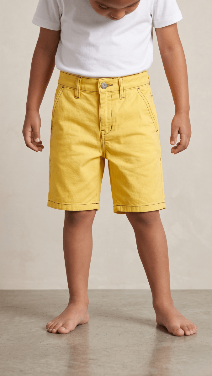 Boys Yellow Denim Shorts Classic Style Bright Summer Cotton Wear (BG-000551)