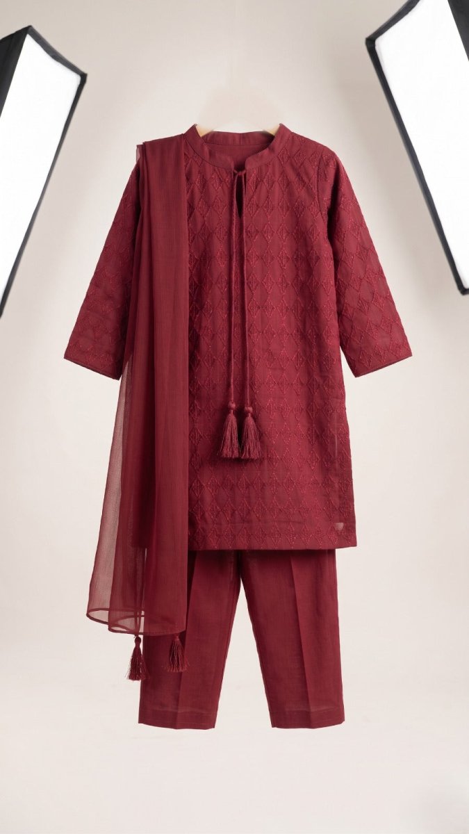 BREAK OUT RED 3 PC KURTI (BG-000815)