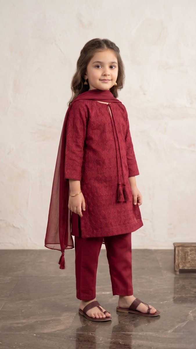 BREAK OUT RED 3 PC KURTI (BG-000815)