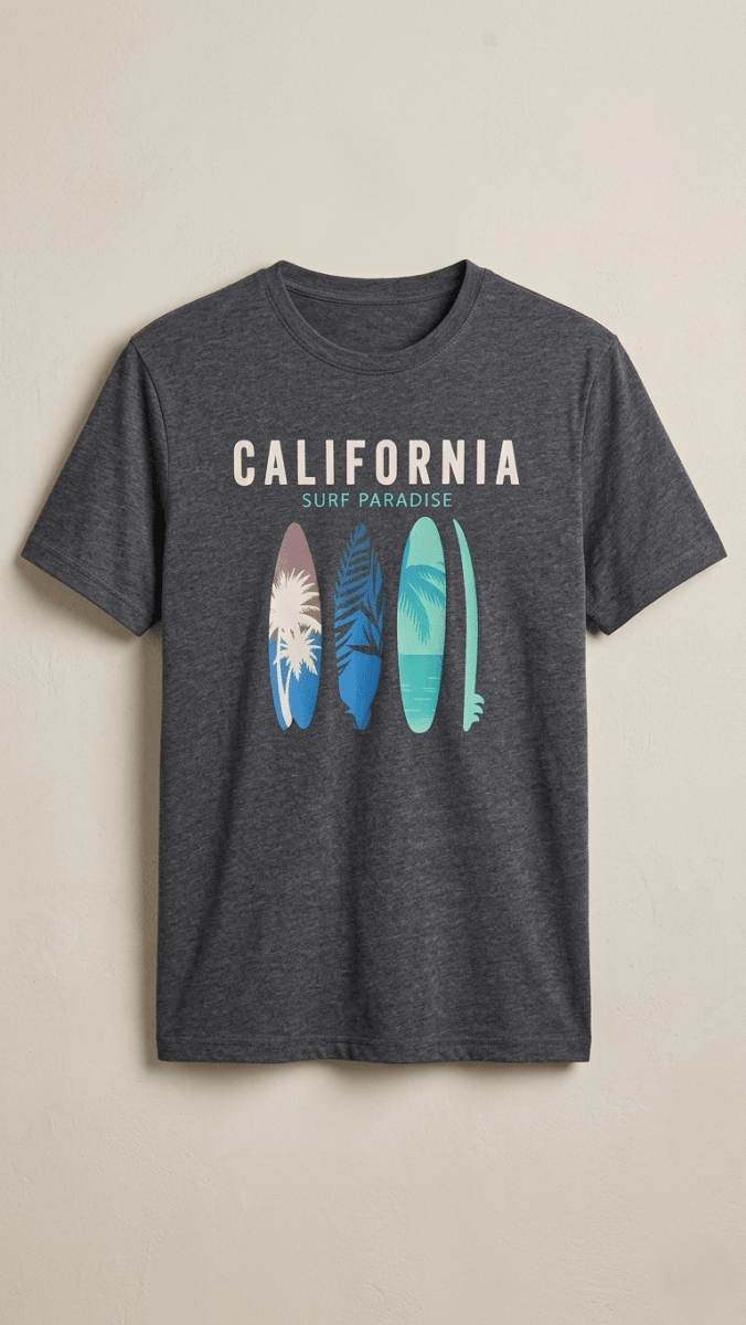 California "Surf Paradise" Tropical Graphic Tee (BG-000663) - men shirts