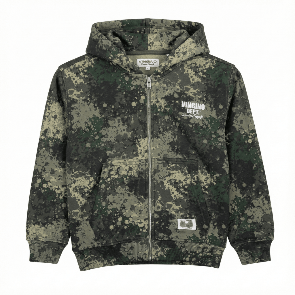 Camo Green Digital Camo Print Zip-Up Hoodie (BG-000088)