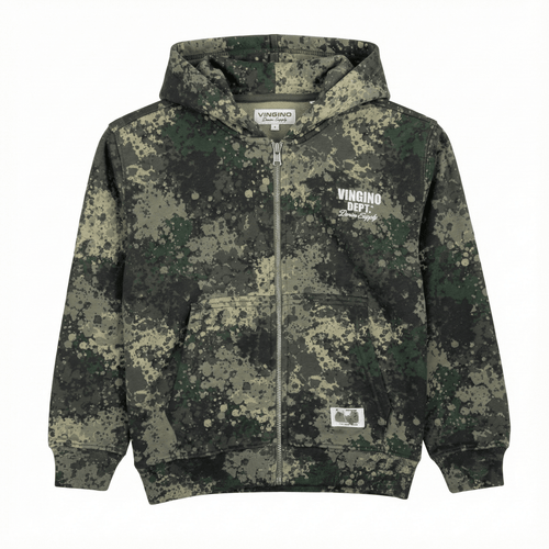 Camo Green Digital Camo Print Zip-Up Hoodie (BG-000088)