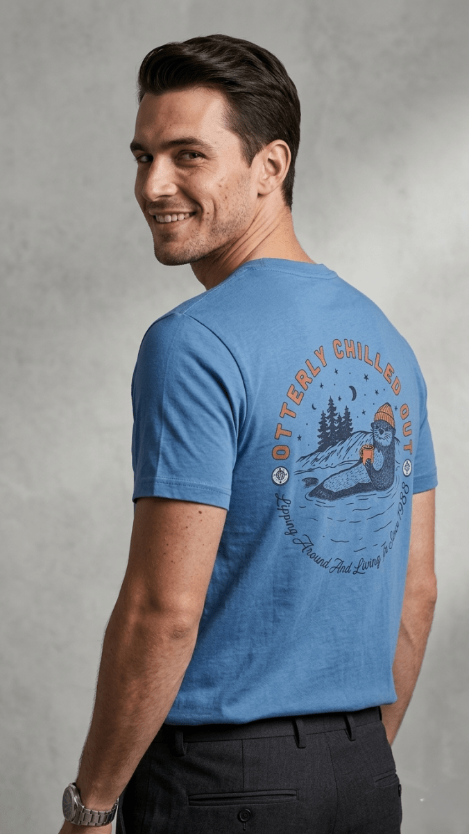 Charish" Vintage Badge Premium Blue Tee (BG-000660) - men shirts