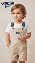 Classic Light Tan Canvas Shortalls (BG-000592) - dungaree
