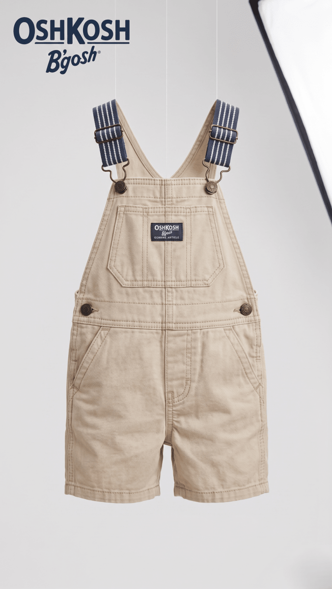 Classic Light Tan Canvas Shortalls (BG-000592) - dungaree