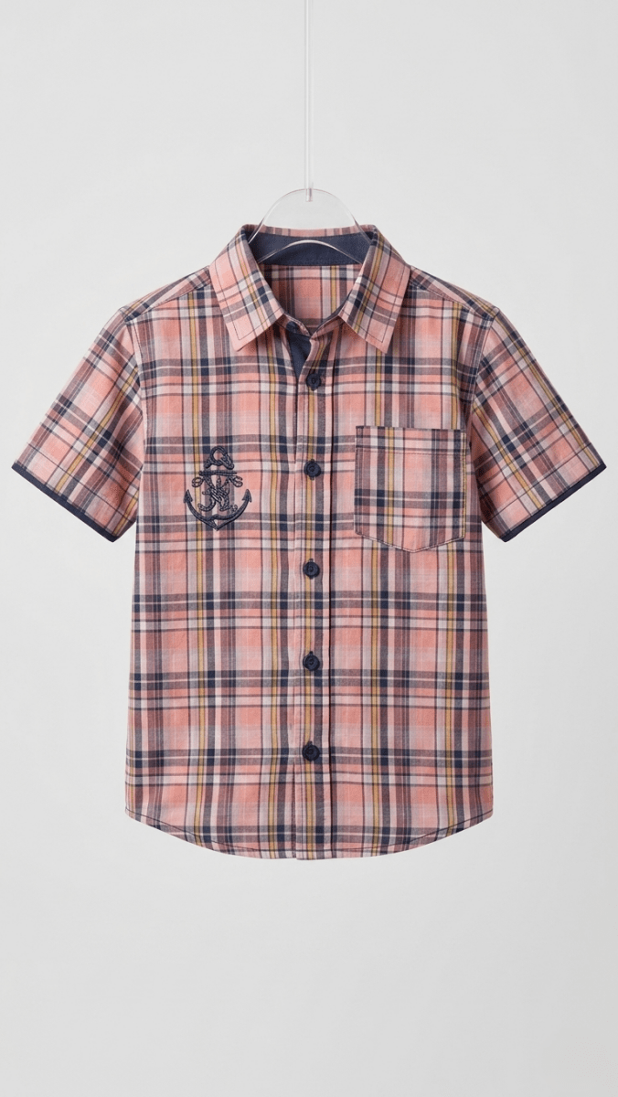 COTTON COP PINK HALF SLEEVES CASUAL SHIRT (BG-000691) - boy tshirt