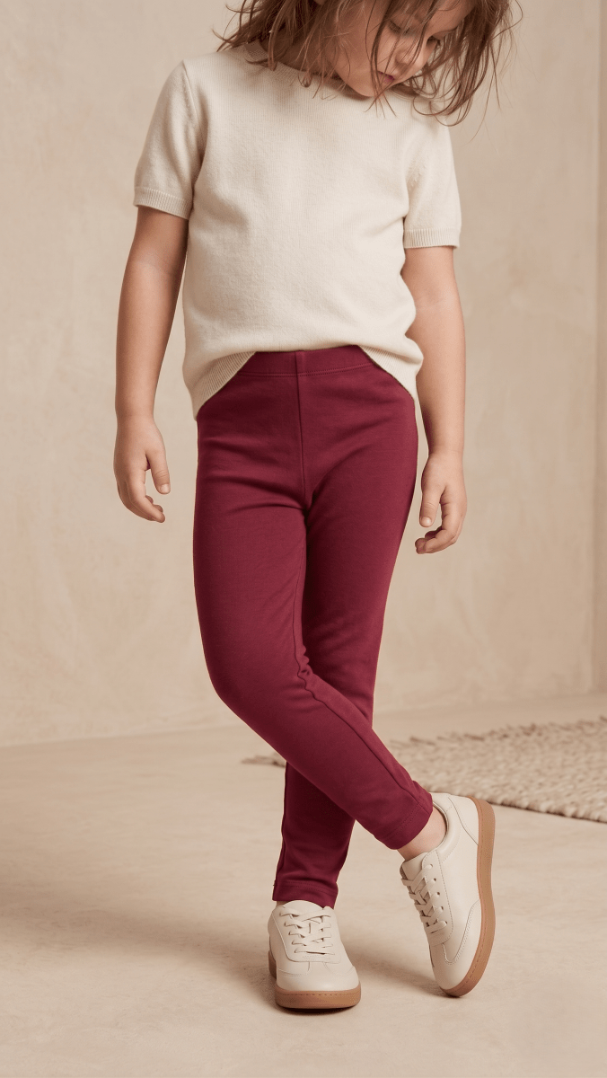Dark Berry/Burgundy Kids' Leggings-Summer (BG-000606) - girl tights