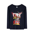 Dark blue long sleeved shirt with fire fighter print (BG-000113)