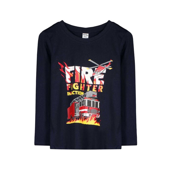 Dark blue long sleeved shirt with fire fighter print (BG-000113)