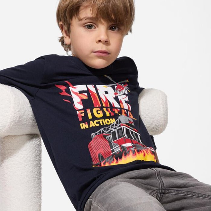 Dark blue long sleeved shirt with fire fighter print (BG-000113)