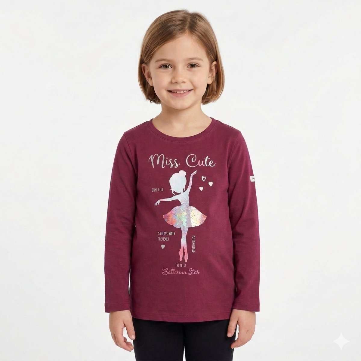 Dark Purple Long Sleeved shirt with Glittery Dancer Graphic (BG-000308) - blouse