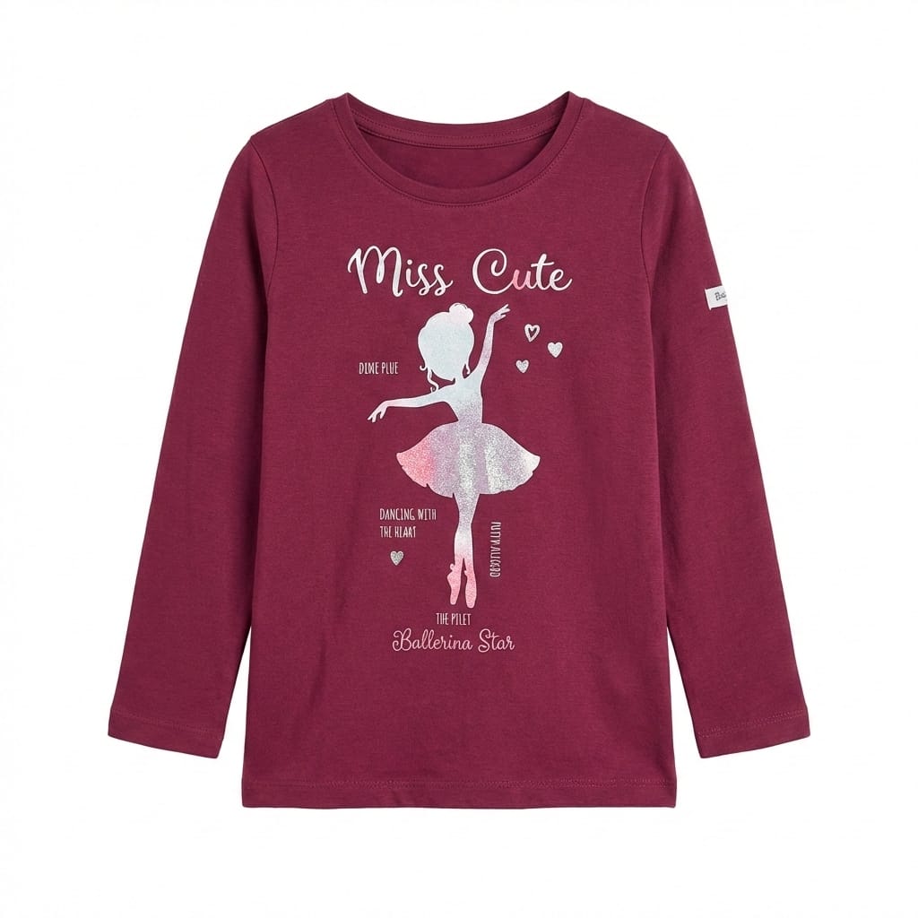 Dark Purple Long Sleeved shirt with Glittery Dancer Graphic (BG-000308) - blouse