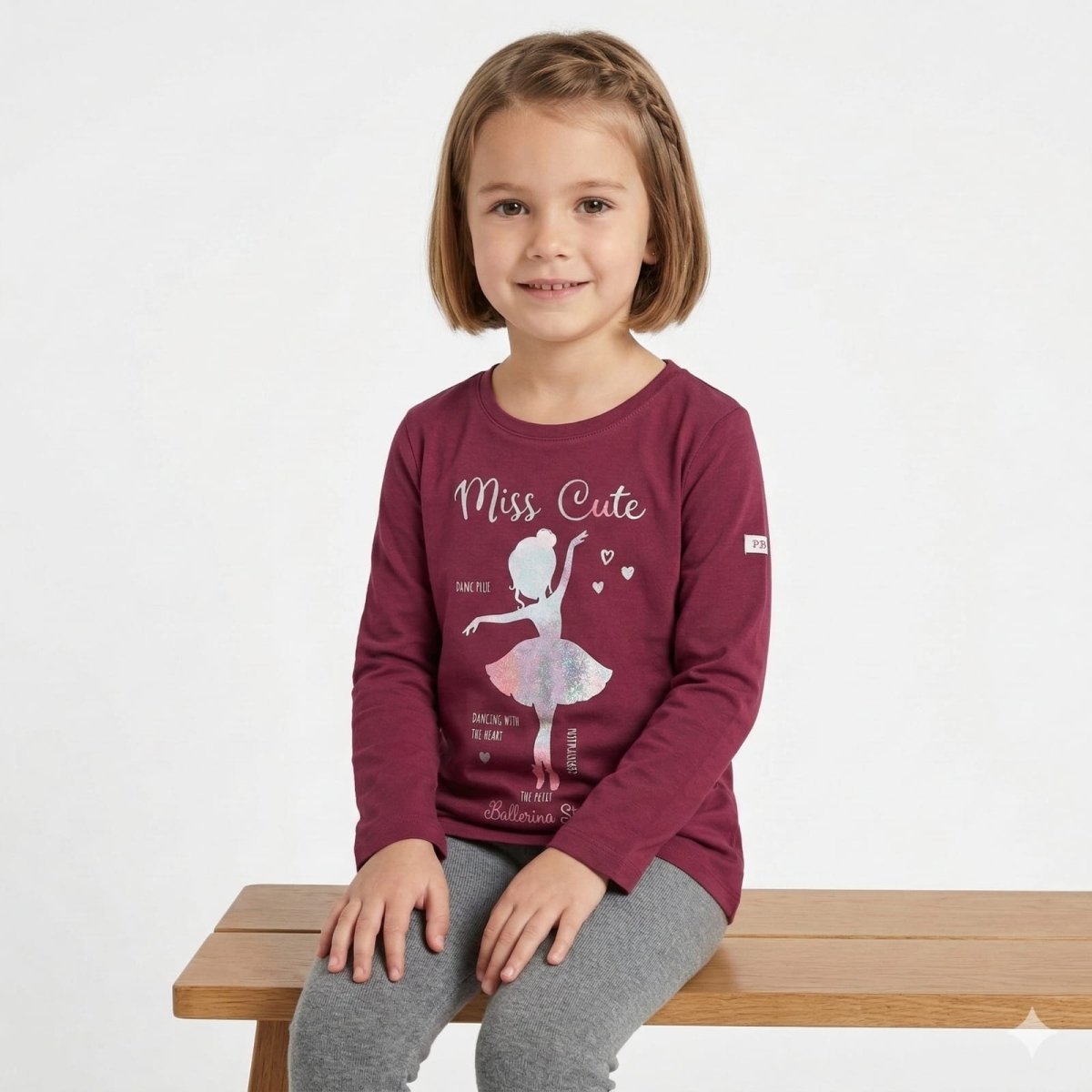Dark Purple Long Sleeved shirt with Glittery Dancer Graphic (BG-000308) - blouse