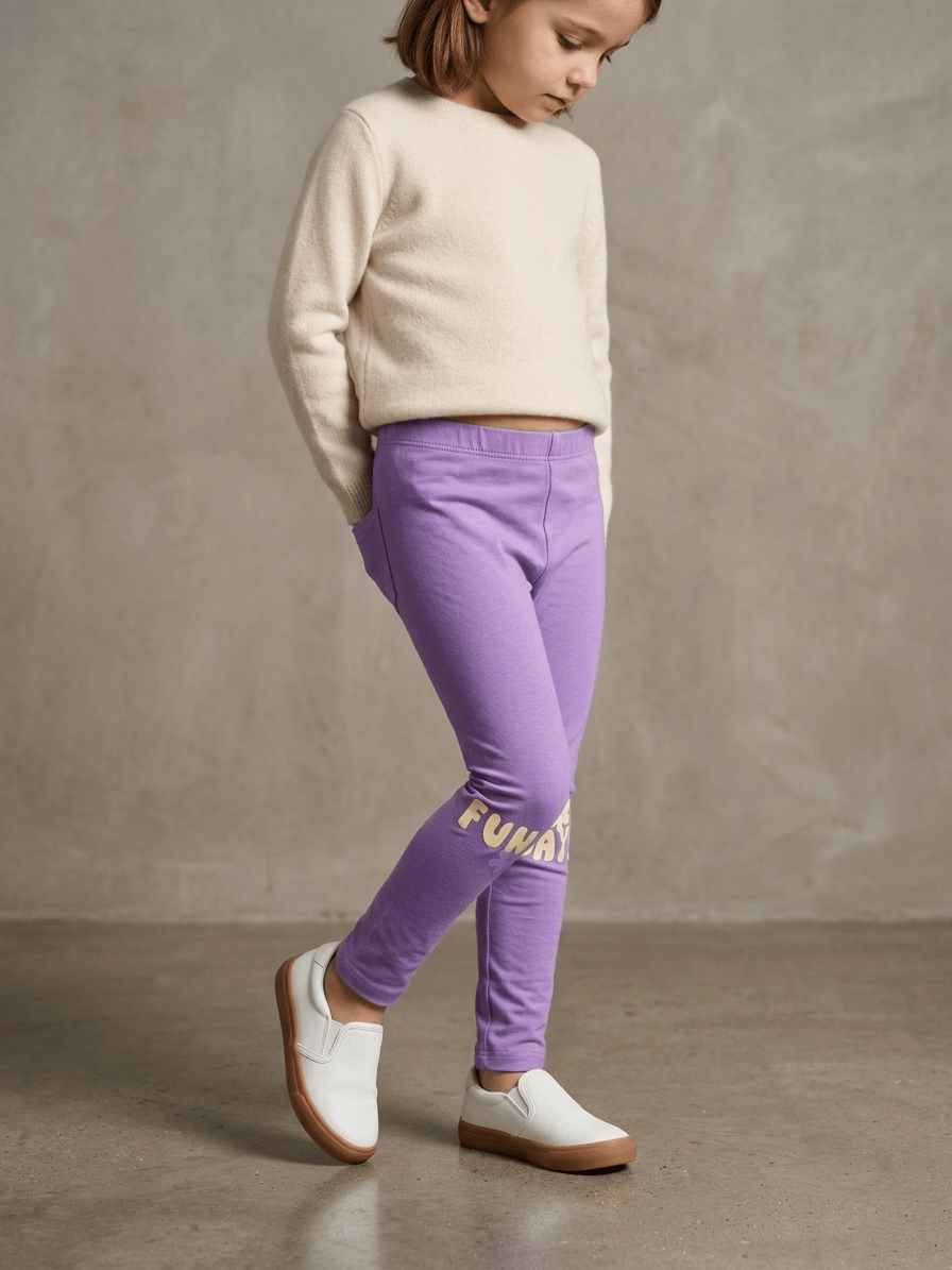 DARK PURPLE TIGHTS WITH DAY FUN PRINT (BG-000795) - girl tights