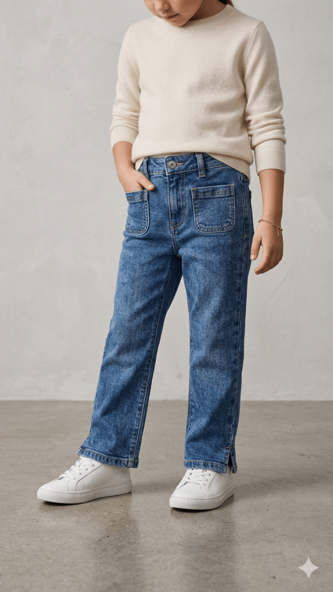DENIM GIRSL PANTS (BG-000652) - girls pants