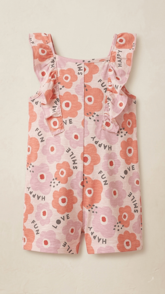 F&F FROCK ORANGE FLOWERS PRINT (BG-000779) - frock